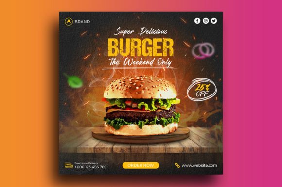 Burger and Food Menu Social Media Post