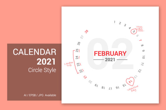Calendar 2021 Circle Design: 12 Months of Modern Visual Harmony