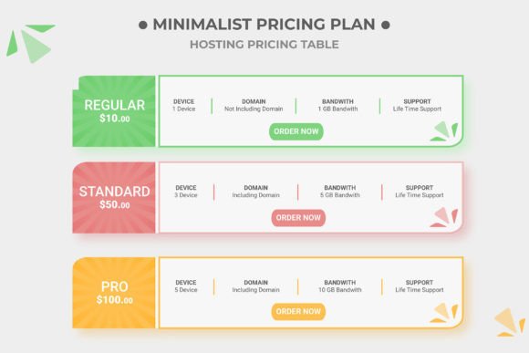 Elegant Minimalist Pricing Table for Modern Designers