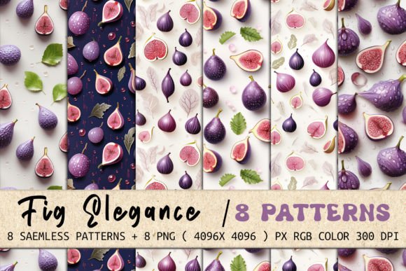 Fig Elegance 8 Seamless Patterns for Modern Design
