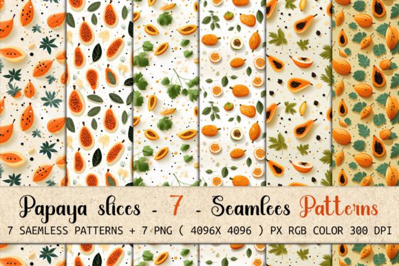 Fresh Papaya Slices: 8 Seamless Patterns for Modern Design