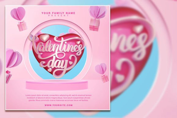 Happy Valentine's Day Square Flyer: A Fully Editable PSD Template
