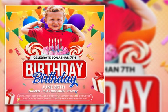 Kids Birthday Party Square Flyer