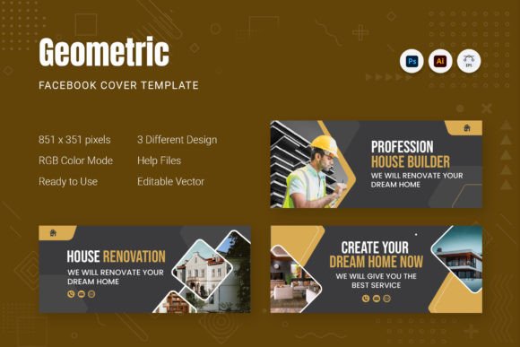 Modern Geometric Facebook Cover Templates for a Polished Profile