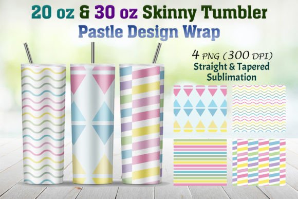 Pastel Skinny Tumbler Wrap Designs: 20 Oz & 30 Oz